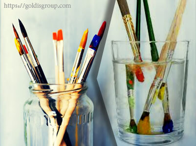 روش شستن قلمو نقاشی با رنگ های مختلف